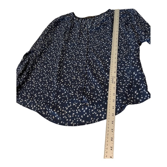 Zara Navy Blue Star Button Up Blouse Long Sleeve Large - Picture 9 of 11